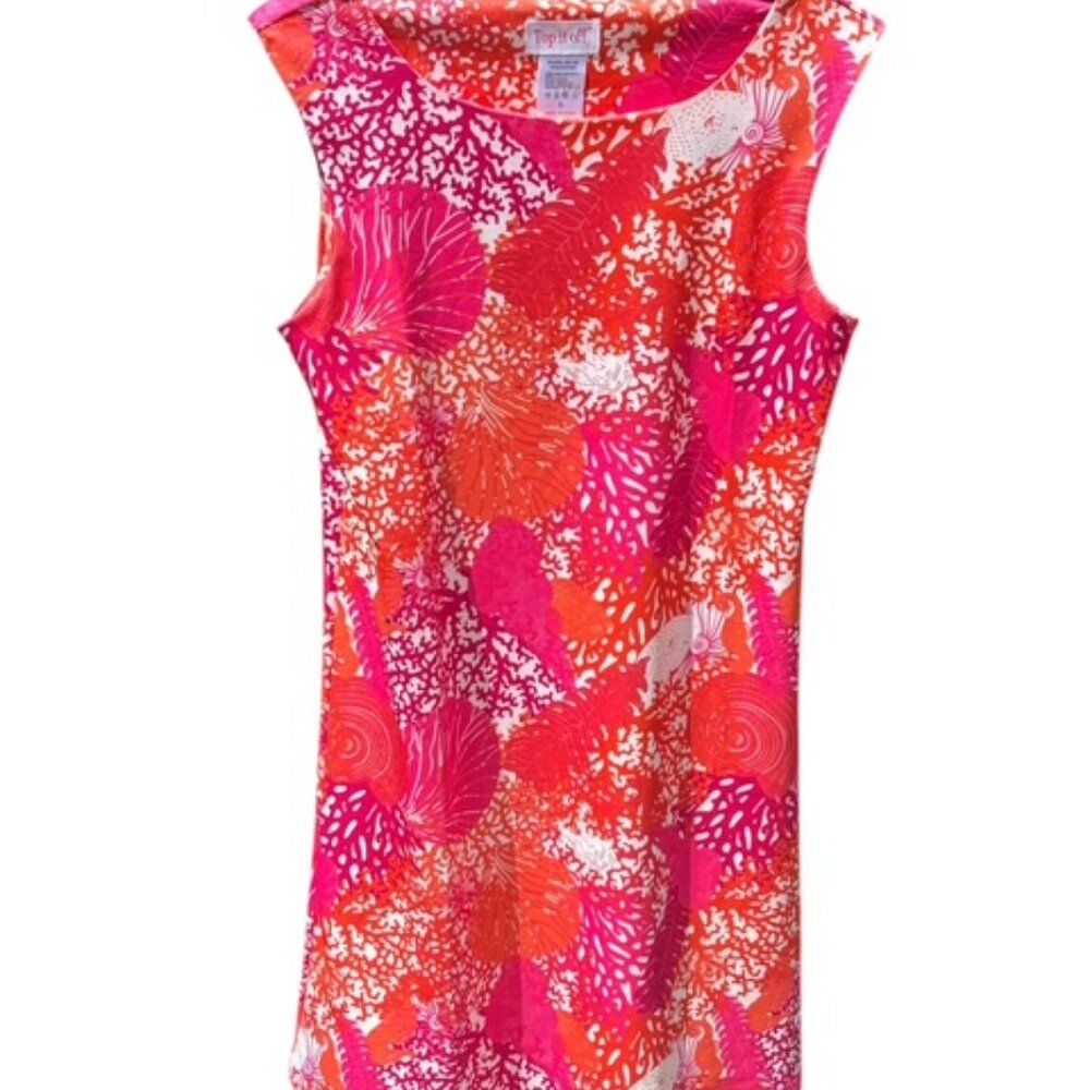 Top it off women's colorful coral print sheath dress size S - Picture 2 of 5